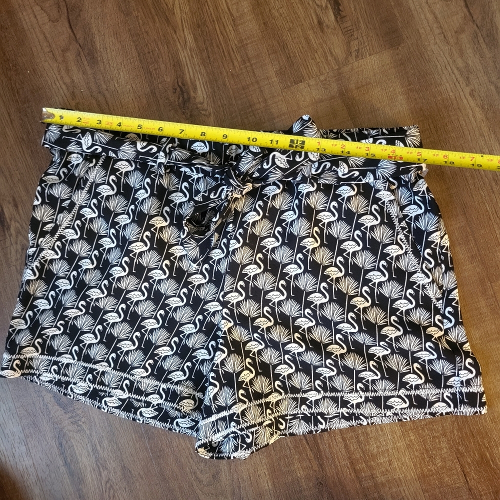 LOFT Flamingo Shorts Tie Waist Black and White - Picture 8 of 11